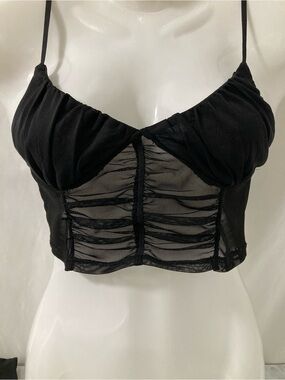 Garage Black Sheer Lace Bustier Corset Crop Top Y2K Size XS